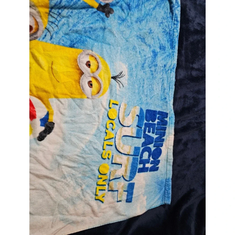 Despicable Me Minions Beach Towel Surf Locals Only Yellow Blue 28x58 Cotton